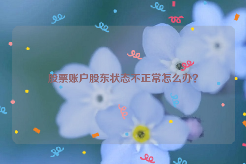 股票账户股东状态不正常怎么办？