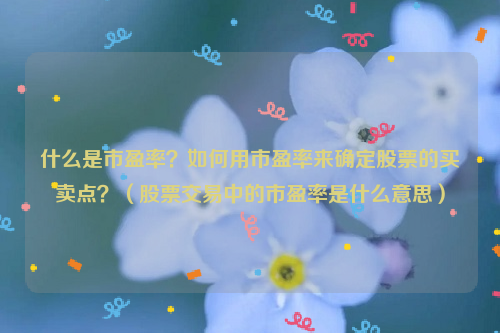 什么是市盈率？如何用市盈率来确定股票的买卖点？（股票交易中的市盈率是什么意思）