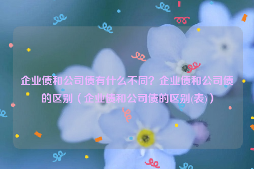 企业债和公司债有什么不同？企业债和公司债的区别（企业债和公司债的区别(表)）