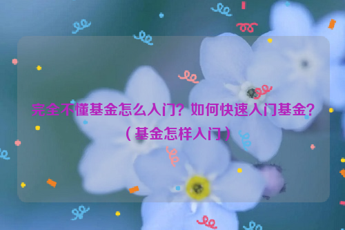 完全不懂基金怎么入门？如何快速入门基金？（基金怎样入门）