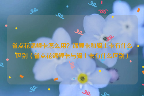 省点花锦鲤卡怎么用？锦鲤卡和骑士卡有什么区别（省点花锦鲤卡与骑士卡有什么区别）