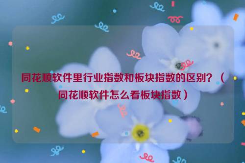 同花顺软件里行业指数和板块指数的区别？（同花顺软件怎么看板块指数）