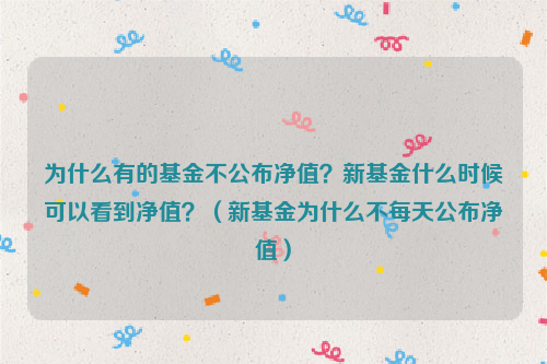 为什么有的基金不公布净值？新基金什么时候可以看到净值？（新基金为什么不每天公布净值）