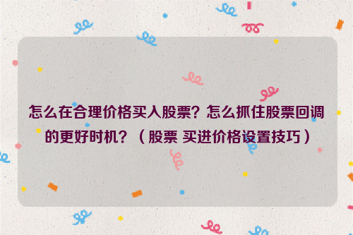 怎么在合理价格买入股票？怎么抓住股票回调的更好时机？（股票 买进价格设置技巧）