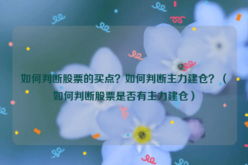 如何判断股票的买点？如何判断主力建仓？（如何判断股票是否有主力建仓）