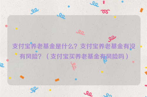 支付宝养老基金是什么？支付宝养老基金有没有风险？（支付宝买养老基金有风险吗）