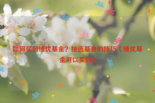 如何买到绩优基金？挑选基金的技巧（绩优基金可以买吗）