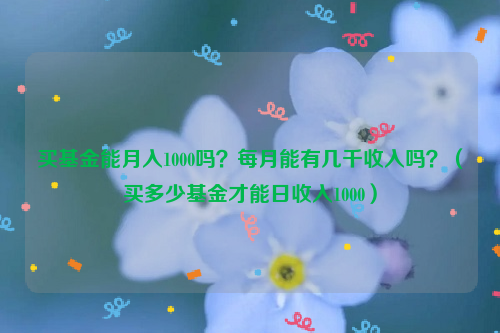 买基金能月入1000吗？每月能有几千收入吗？（买多少基金才能日收入1000）