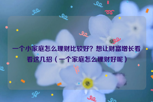 一个小家庭怎么理财比较好？想让财富增长看看这几招（一个家庭怎么理财好呢）